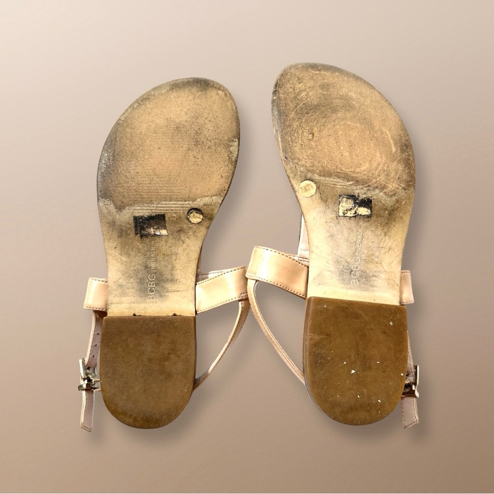 BCBGeneration Beige & Silver Sandals Size 7.5 - Picture 7 of 8
